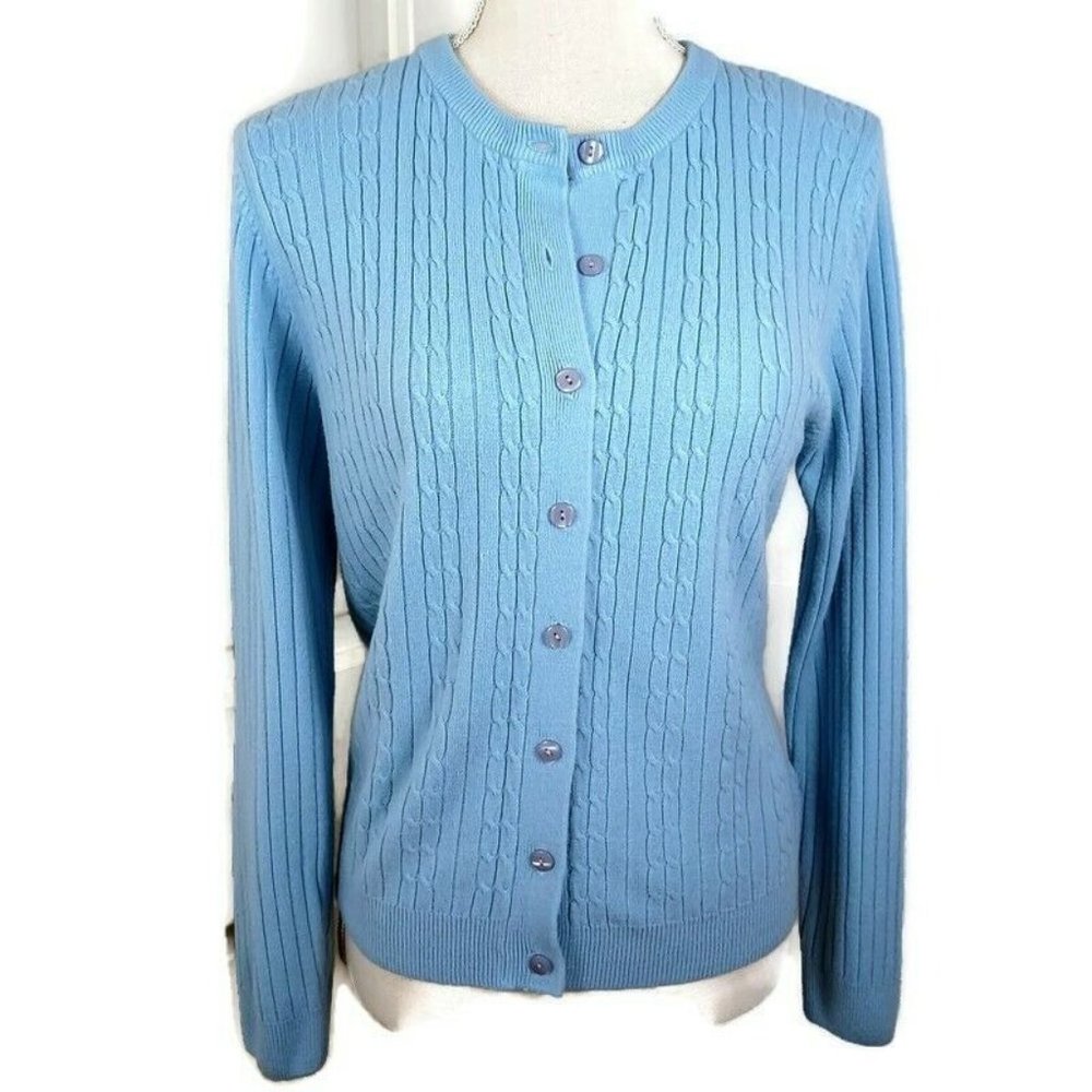 Vintage Ralsey Cardigan Sweater Medium Blue -Button -Long Sleeve*SEE MEASUREMENT